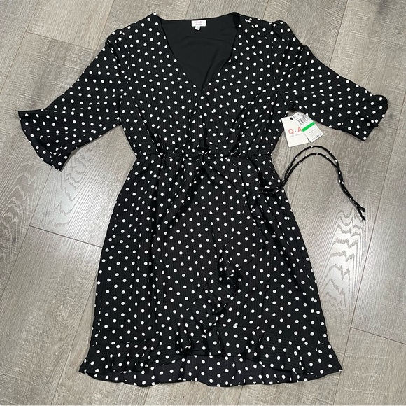 Q+A Women’s Dress Polka dot faux wrap Size L - Picture 1 of 14